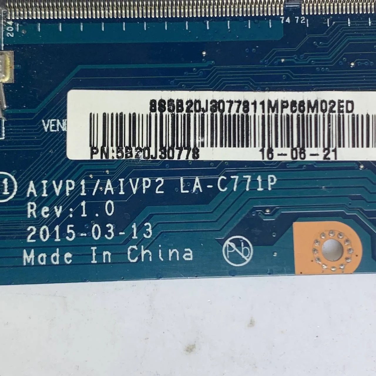 For Lenovo IdeaPad 100-15IBY Mainboard AIVP1/AIVP2 LA-C771P Laptop Motherboard 5B20J30778 W/ SR1YW N3540 CPU 100% Full Tested OK