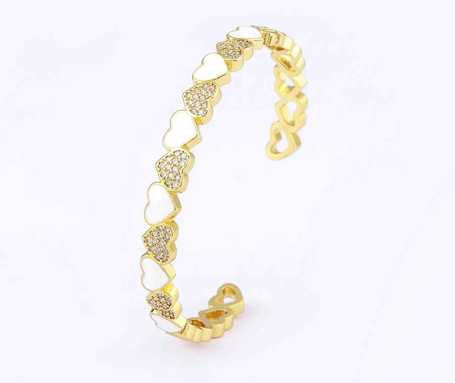 Nidin Trendy 5 Farben Geöffnete Armbänder für Frauen Gold Überzogene Herz Romantische Liebe Schmuck Zubehör Emaille Verstellbare Armband Geschenk – Detail 23