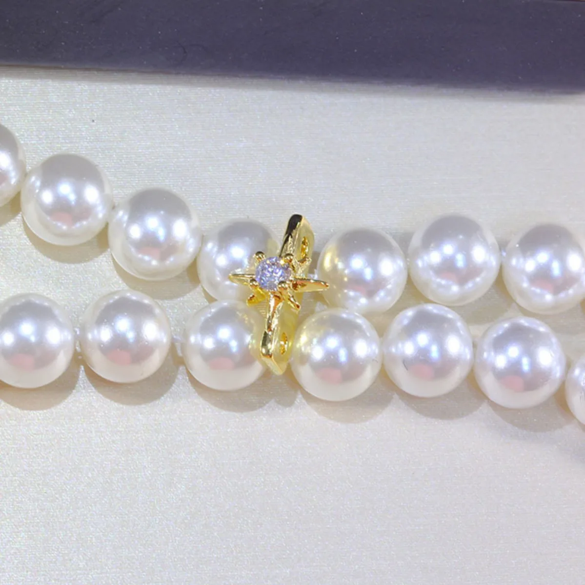 Double Hole Double Row Zircon Spacer Beads, Brass 14K Gold Plated Findings for DIY Pearl Jewelry