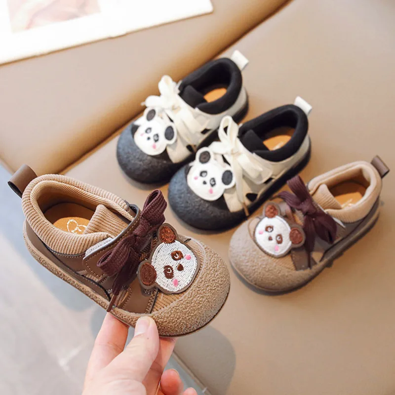 

Cute Panda Baby Girls Boy's Casual Shoe Cartoon Soft Sole Sports Shoes For Children Hook Loop Non Slip Toddler Kids Sneakers