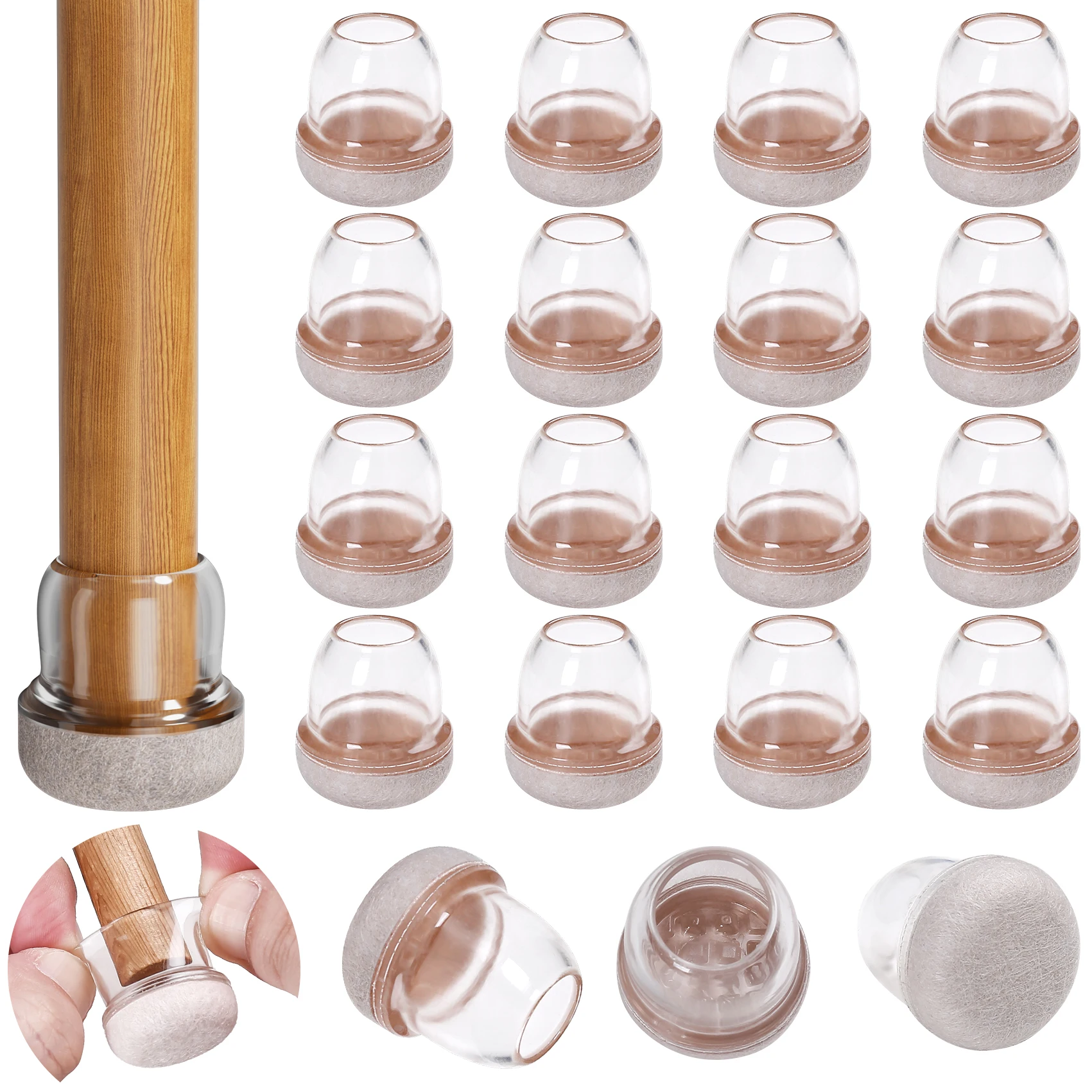16PCS Small Silicone Chair Leg Protectors with Felt Chair Leg Caps 360° Bottom Wrapped Thickening Hardwood Floors No Scratches