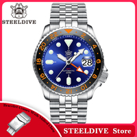 SD1994 STEELDIVE Brand 42MM GMT Mechanical NH34 Movement 200M Waterproof Ceramic Bezel Insert Sapphire Glass Dive Watch Reloj