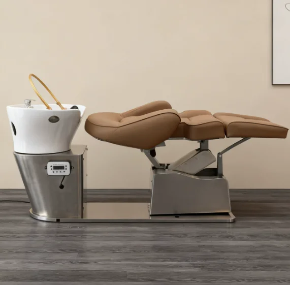 cm-Electric Reclining Head Spa Shampoo Bed, Luxury Lay-Down Washing Bed for Beauty Salon~