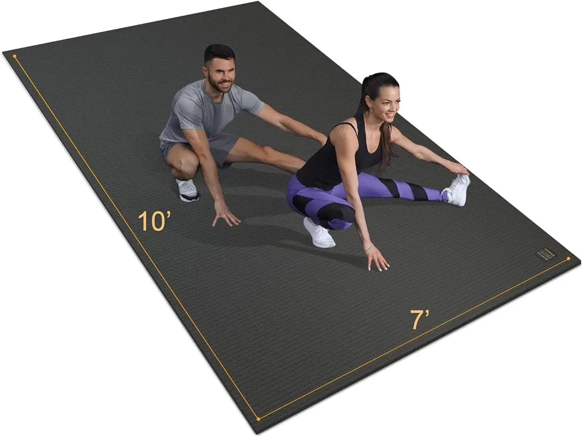 Large Exercise Mat 10'x7''x7mm, Thick Workout Mats for Home Gym Flooring, Extra Wide Non-Slip Durable Cardio Mat, High De