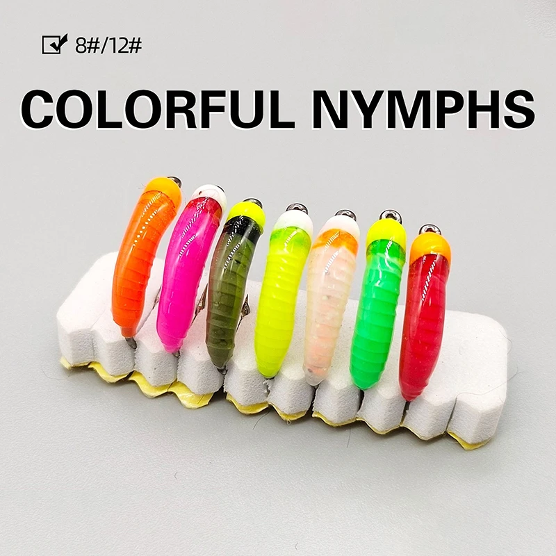 Luminous Tungsten Bead Head Nymph Scud Bug Worm Fly Barbed Caddis Larvae Insect Baits Fast Sinking Trout Fishing Lures