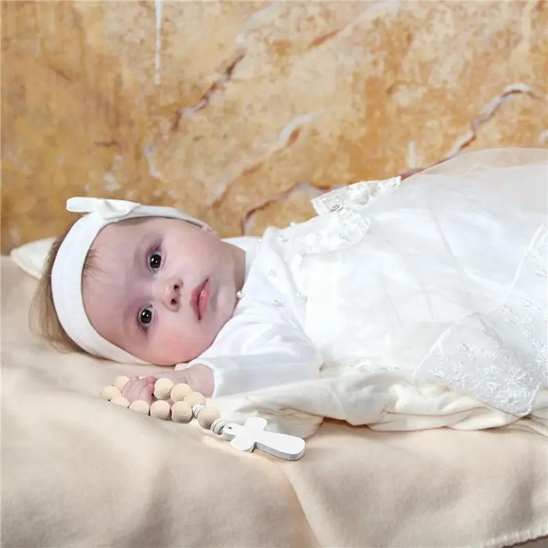 108Pcs Wooden Rosary Beads With White Mesh Bags For Baptism First Communion Confirmation Baby Shower Bridal Shower Eco-Friendly