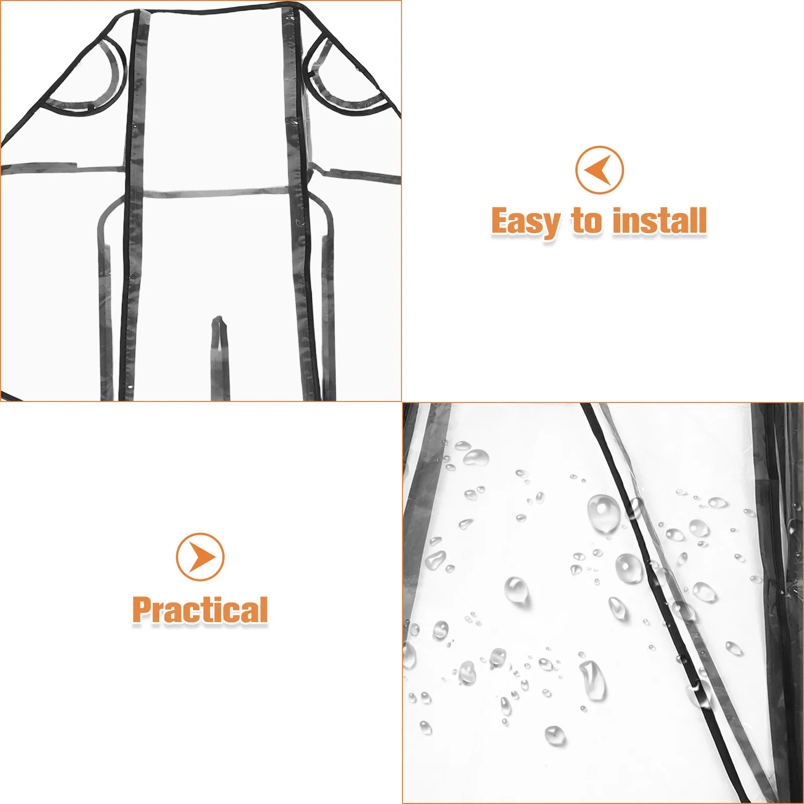 Universal Baby Stroller Rain Cover Windproof Transparent Waterproof Protective Cover Outdoor Use Stroller Rain Covers