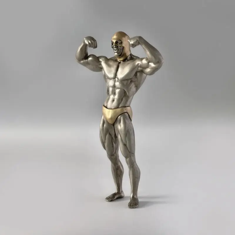 Fitness Muscle Man Sets Up Bodybuilding Sports Competition Figurine Imitation Copper Mini Statue Sculptures Gym Decorations Gift