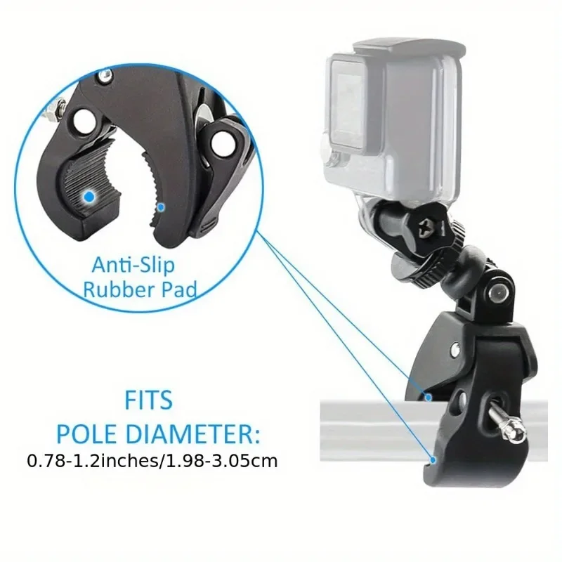 Bike/Bar/Bush Camera Clamp Mount Accessory for 11 10 9 8 7 6 5 4 Action Camera Hunting Clamp, Easy to Install