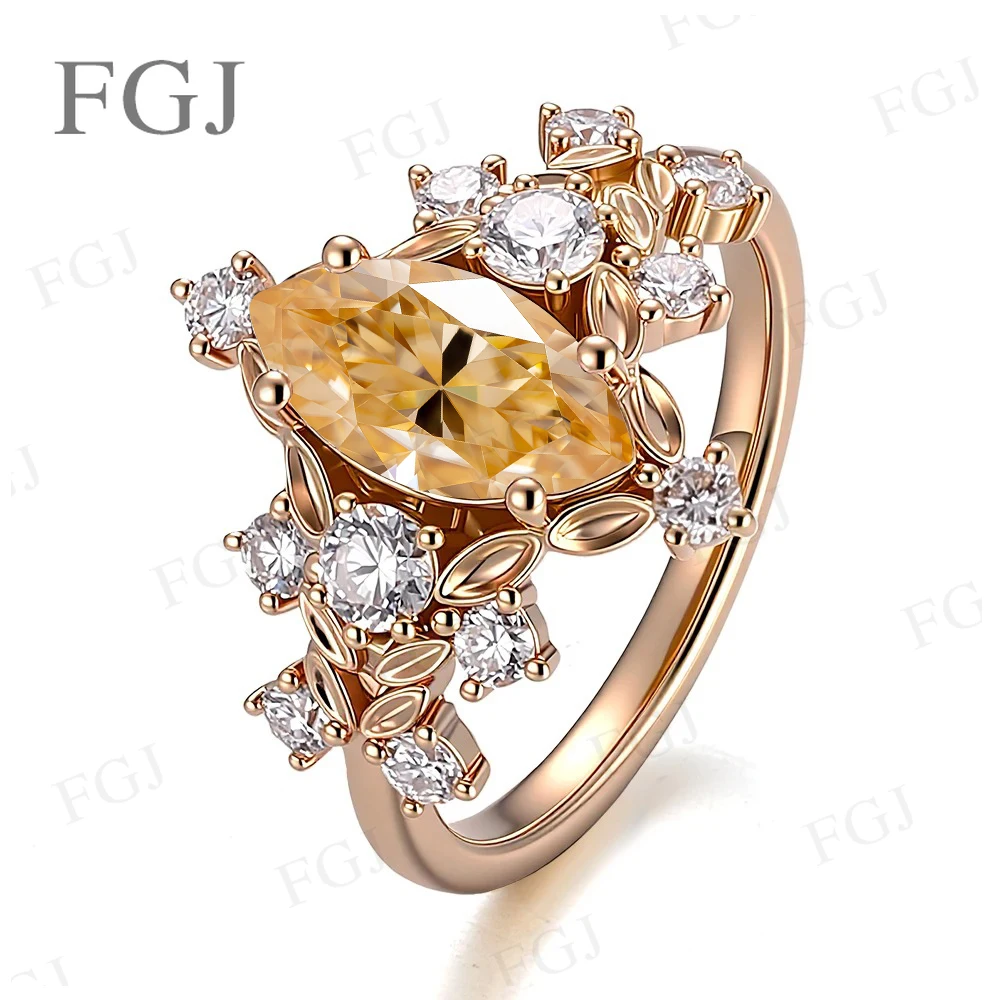 925 Sterling Silber Moissanit Jubiläumsringe für Frauen Marquise-Schliff Ehering für Freundin Versprechensring Feiner Schmuck – Detail 11