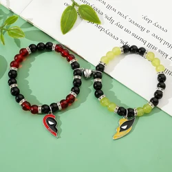 1pair Deadpool & Wolverine Bracelet Love Combination Magnetic Red and Yellow Best Friend Bracelet Holiday Gifts