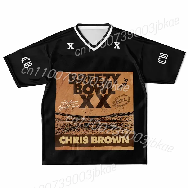 Hommes femmes à manches courtes Sport décontracté col en v grande taille Chris marron Breezy Bowl Tour Jersey t-shirts hauts t-shirt Fan cadeau