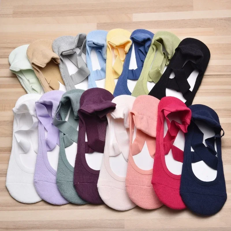 

Женские носки для йоги с перекрестными ремнями, противоскользящие профессиональные балетные танцы, фитнес, пилатес, тренажерный зал, домашние напольные спортивные носки для женщин