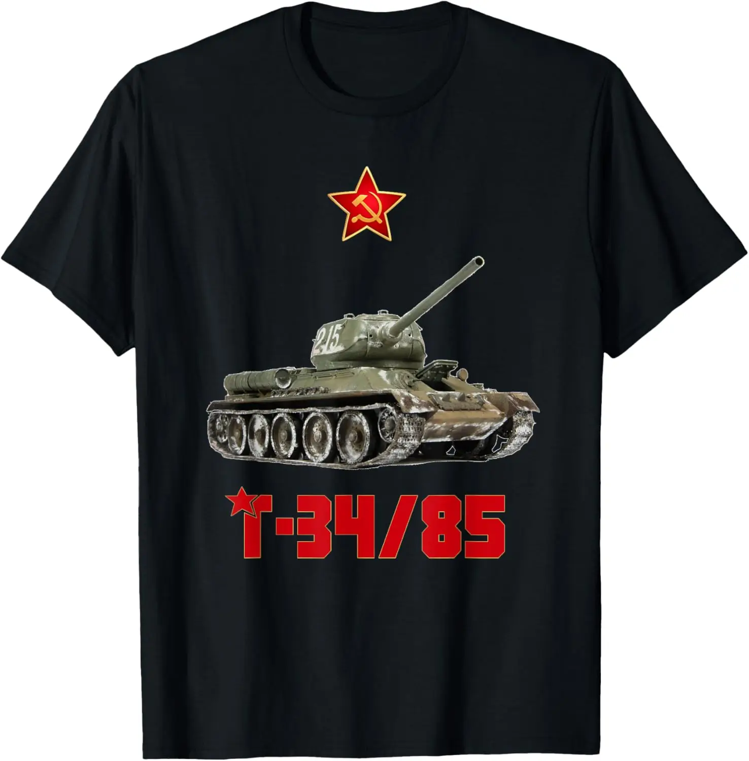 T-34/85 Russian Medium Tank WW2 Soviet Russia Military T-Shirt Short Sleeve Casual 100% Cotton Shirt