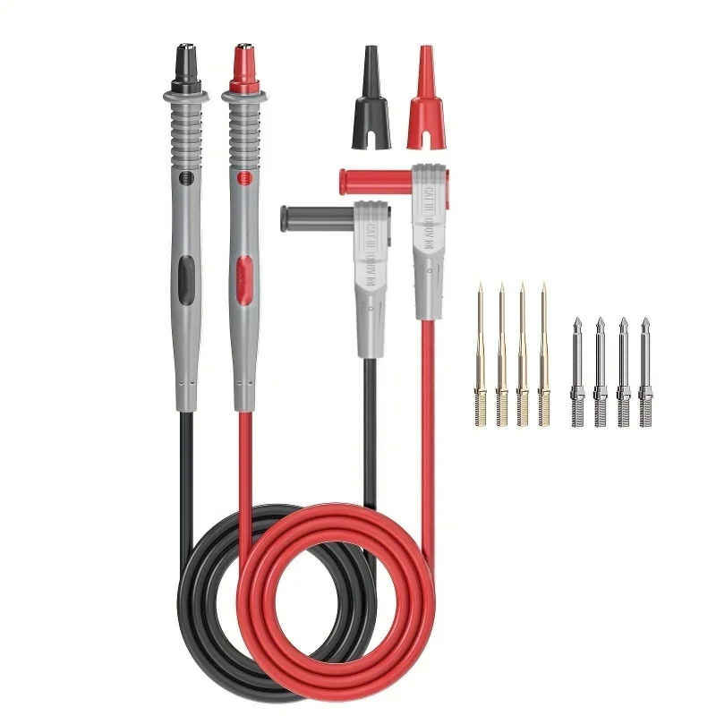 

Multimeter Test Leads Kits with Replaceable Needle Probes Alligator Clip 4mm Banana Plug PVC Cable 1000V