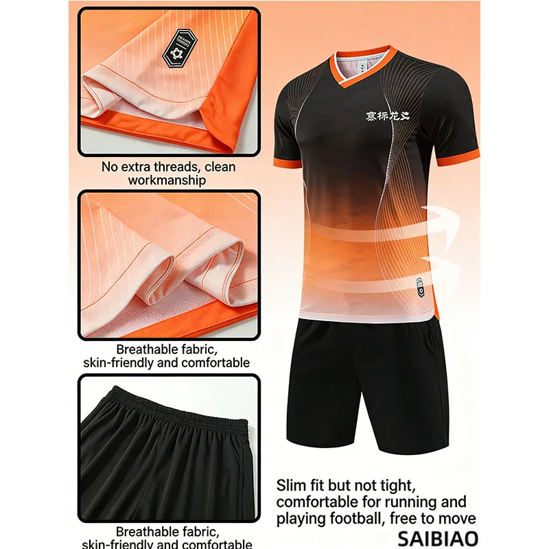 Adult Sportswear Kit Football Jersey Soccer Uniform Tracksuit Athlete Training Outfit Clothing Sports Suit