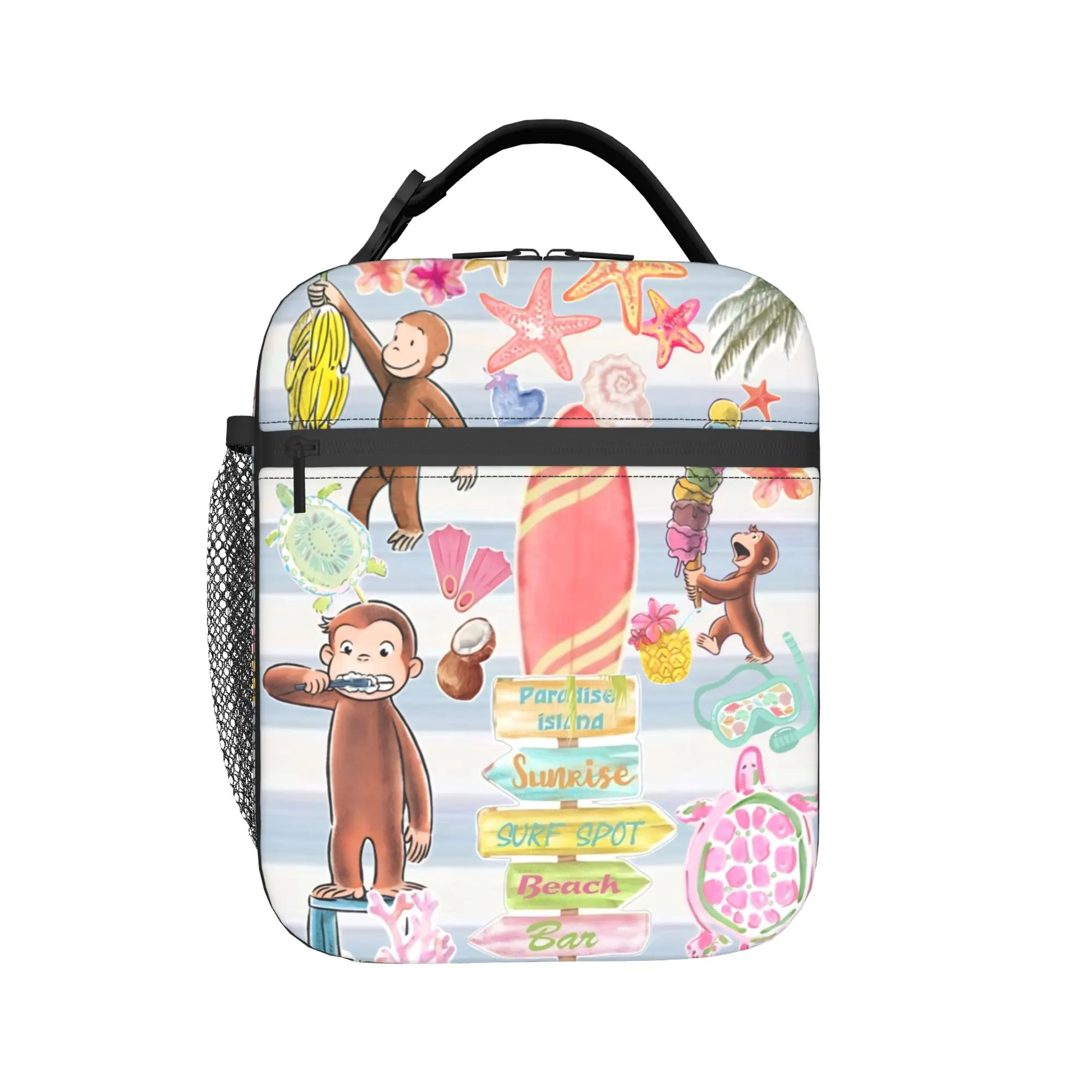 Curious George Isolierte Lunchtasche, Kühltasche, wiederverwendbar, Essensbehälter, The Little Monkey, große Tragetasche, Lunchbox, Lebensmittelhandtaschen – Detail 1