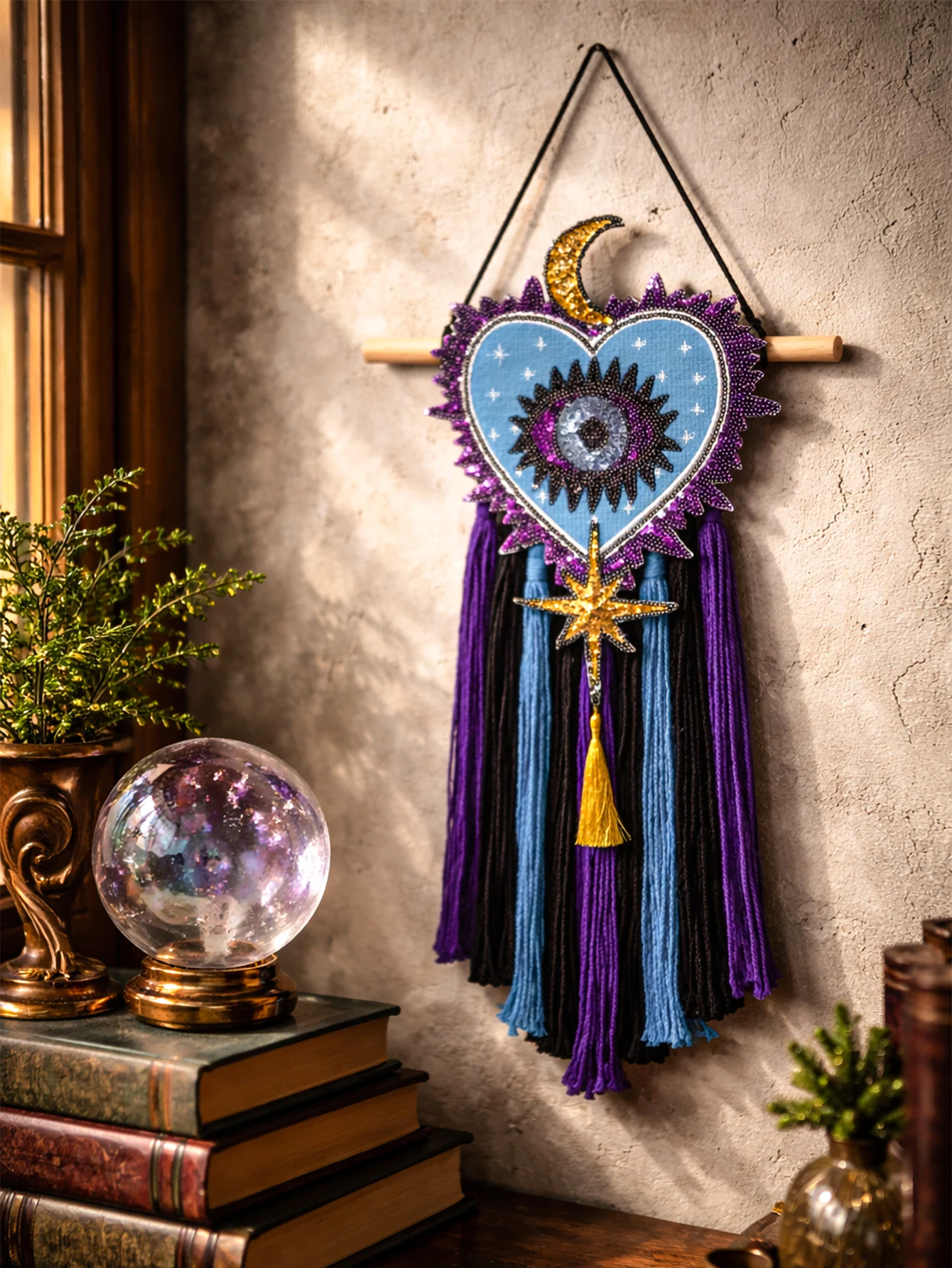 Boho Evil Eye Macrame Wall Hanging Handmade Cotton Tapestry Tassel Decor for Living Room Bedroom Witchcraft Spiritual Home Gift