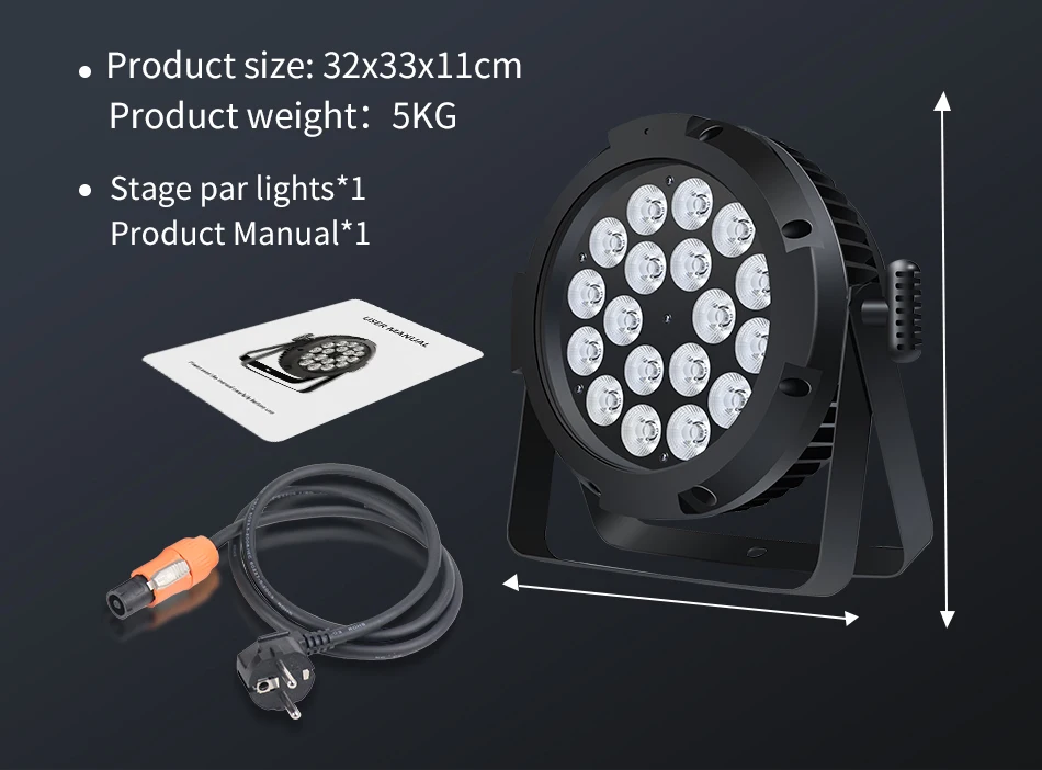 aicpose IP65 Wasserdichtes Flaches Bühnenlicht 18 LED Par-Licht RGBW DMX512 Effekt DJ Disco Party Weihnachten Bar Hochzeit Show-Licht – Detail 6