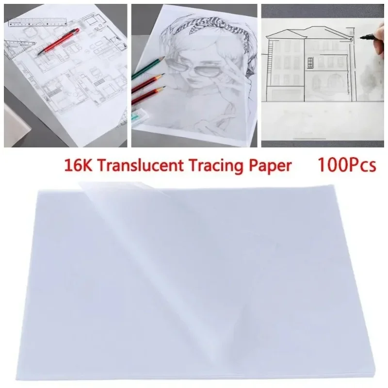 100PCS A4 Tracing Paper, Transparent Calligraphy Copy Paper For Handwriting Practice Pen Learning Stationery Supply