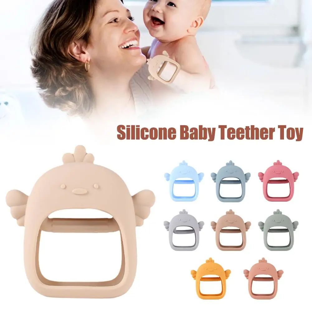 Baby Teether Chick Gloves Teether Silicone Anti-eating Hand Massage Teether Anti-biting Baby Gums ​molar Stick V4z3