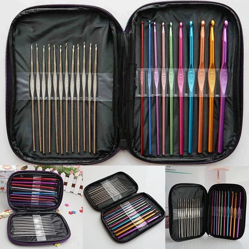 22 sztuk/zestaw szydełko igły ściegi Knitting Craft Case szydełko agulha zestaw narzędzia tkackie narzędzia do szycia