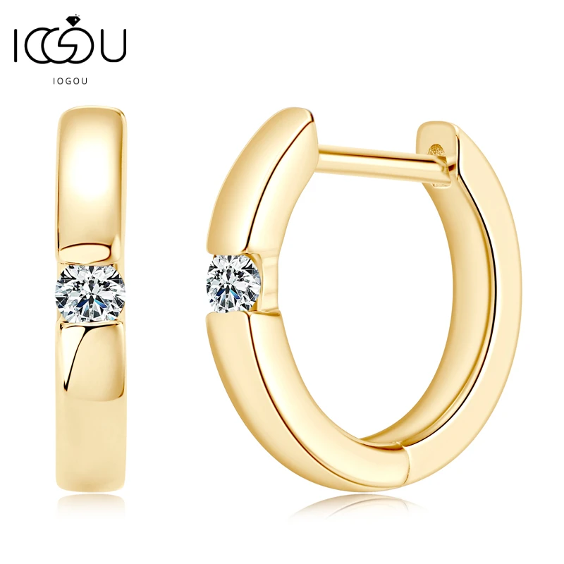 IOGOU 100% Moissanite Hoop Earrings With GRA 2.0mm VVS1 Fine Jewelry Original Simple 925 Sterling Silver Earrings for Women Men