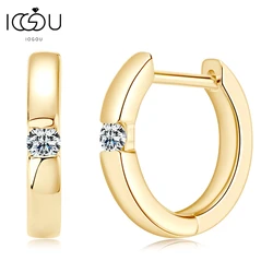 IOGOU 100% Moissanite Hoop Earrings 2.0mm VVS1 Fine Jewelry Original Simple 925 Sterling Silver Earrings for Women Men Gift