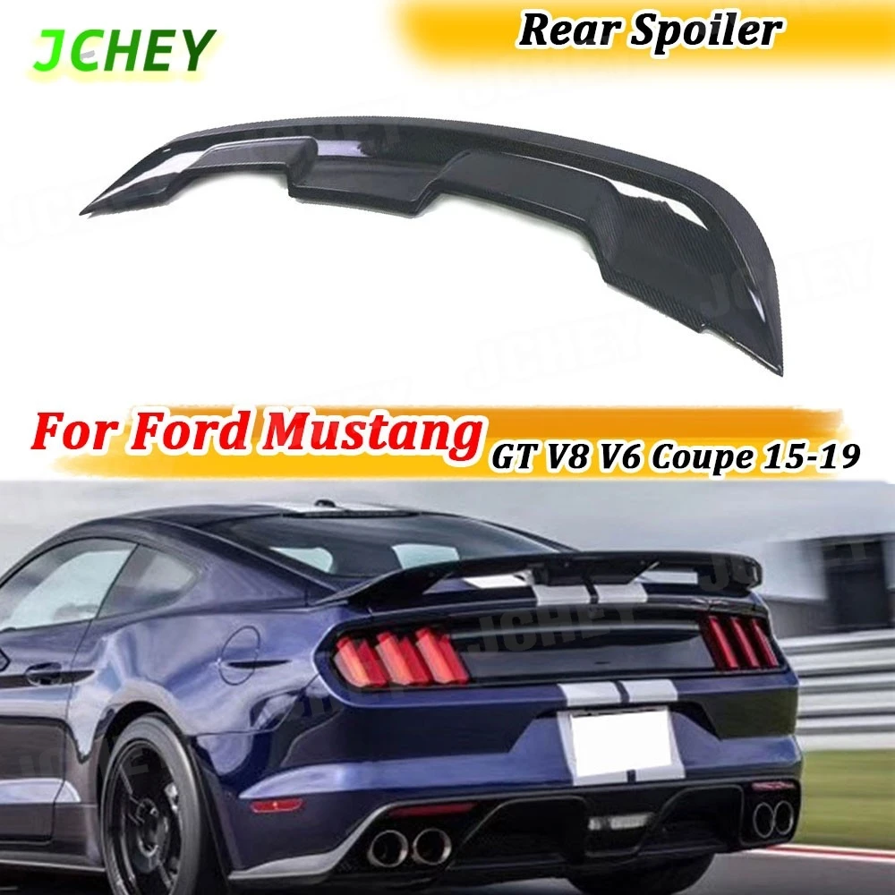 JCHEY Carbon Fiber Rear Boot Spoiler Wings for Ford Mustang GT V8 V6 Coupe 2015 -2019 FRP