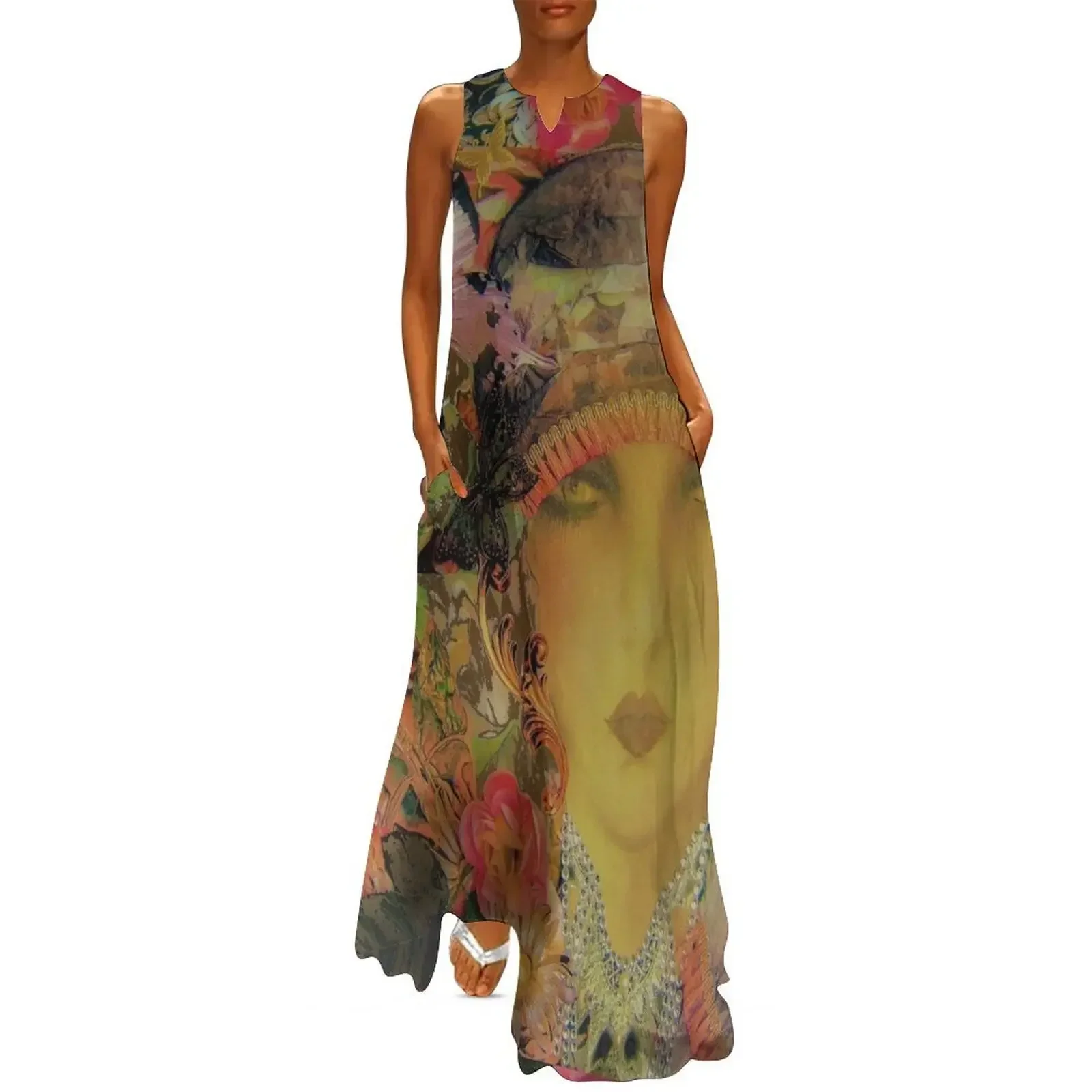 

CHINTZ FLORAL FLAPPER ART DECO COLLAGE POSTER PRINT Long Dress wedding dresses for parties birthday dresses for women Dress