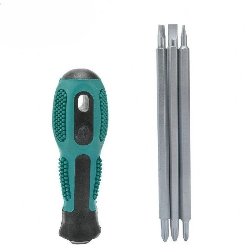 Home Computer Screwdriver Anti-skid Handle with Magnetic Three-pack Batch Head Interchangeable Screwdriver