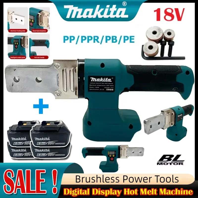 

Makita Electric Pipe Welding Machine Cordless Fuser PPR PE Soldering Iron Plastic Tube PP Heating Hot Melt for 18v Battery