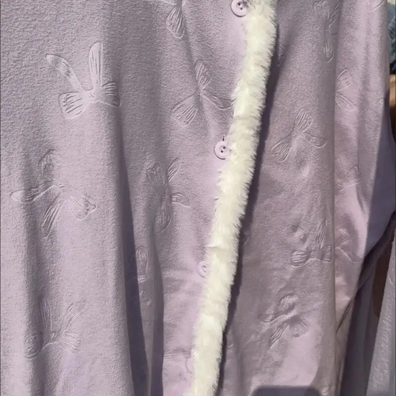 الملابس النسائية منامة الخريف والشتاء رشاقته الفانيلا طوق القوس المرجان الصوف الترفيه Homewear مجموعة طويلة الأكمام السراويل