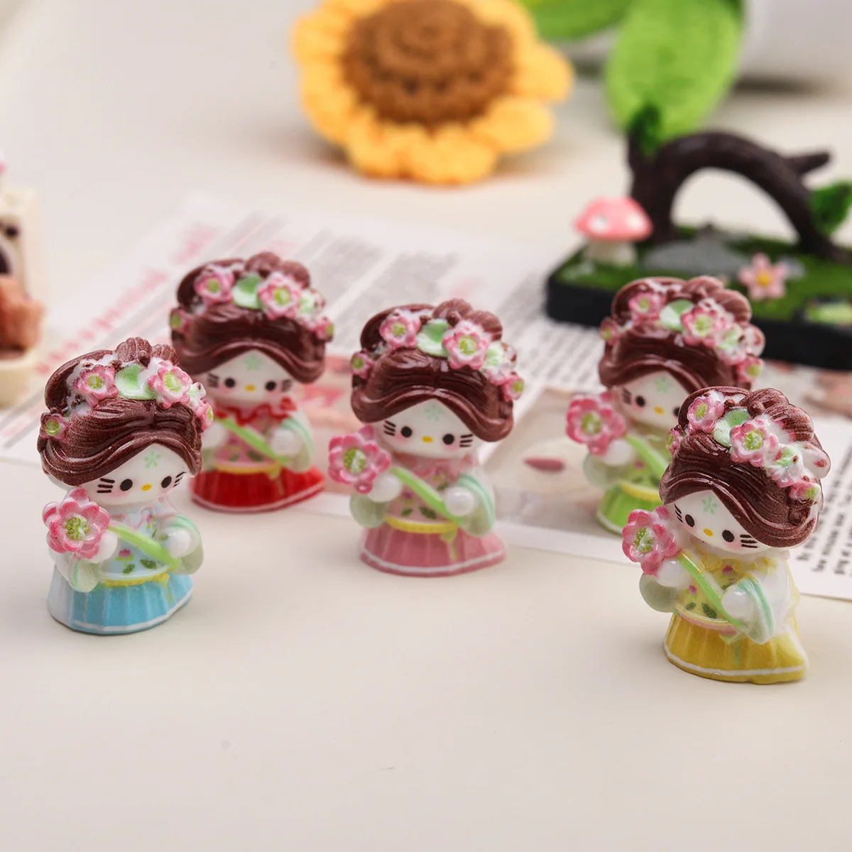 

2 шт. miniso 3d цветок kt мультфильм аксессуары из смолы diy мусорный чехол подвески ручной работы миниатюрные матеилы ювелирные изделия ремесла поставки