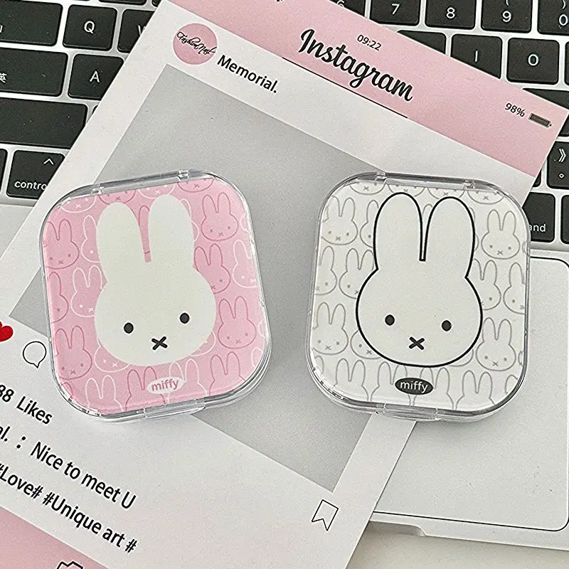 

New Kawaii Miffy Cute Cartoon Rabbit Contact Lens Case with High Appearance and Portable Outdoor Girl Gift