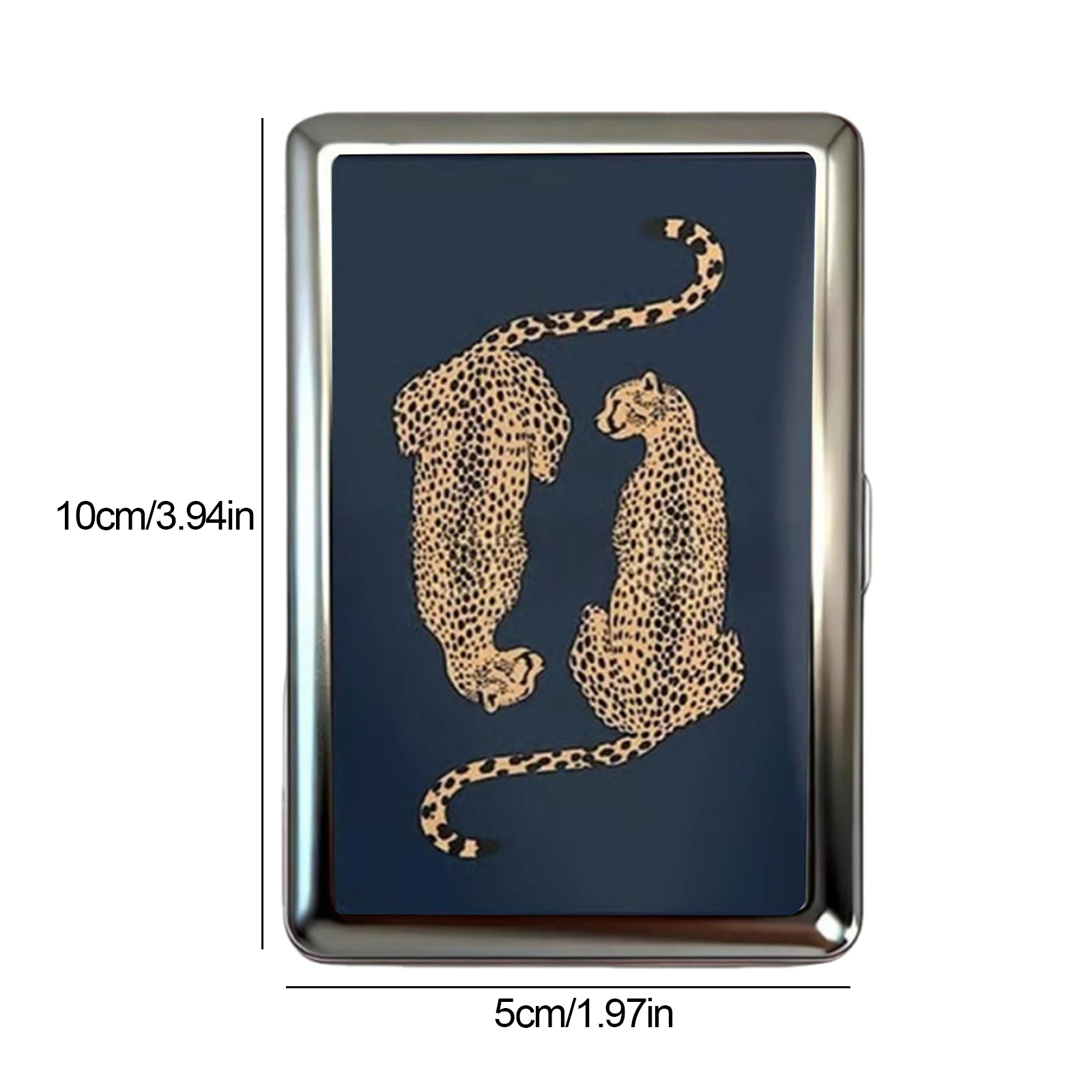 Versatile Metal Cigarette Case with Easy Snap Art Deco Illustration Armored Wallet Credit Card Case Gift for Him & Her image 6