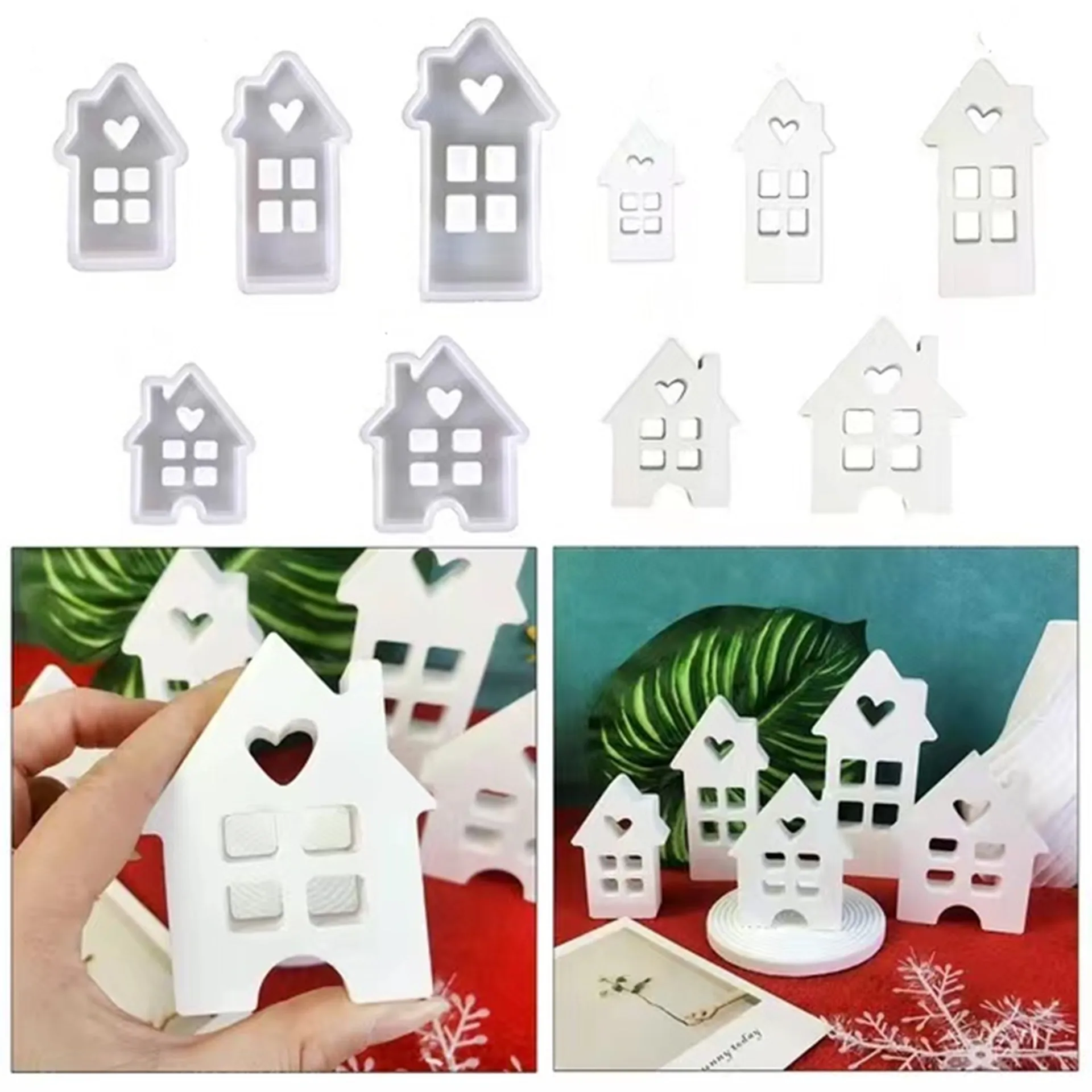 Love House Candle Mold DIY Epoxy Resin Cement Clay Gypsum Casting Ornaments Silicone Mold Home Decoration Table