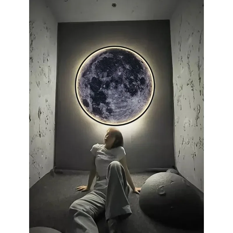 Moon wall lamp 3D mural floor wall lamp living room remote control ceiling lamp realistic LED light home accessories