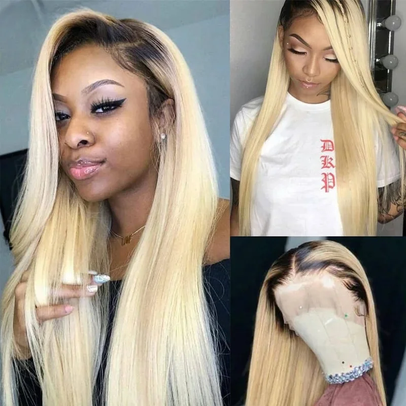 13x6 1B 613 Lace Frontal Wig Body Wave Ombre Blonde Lace Front Wig Human Hair Brazilian Lace Wig Human Hair Pre Plucked