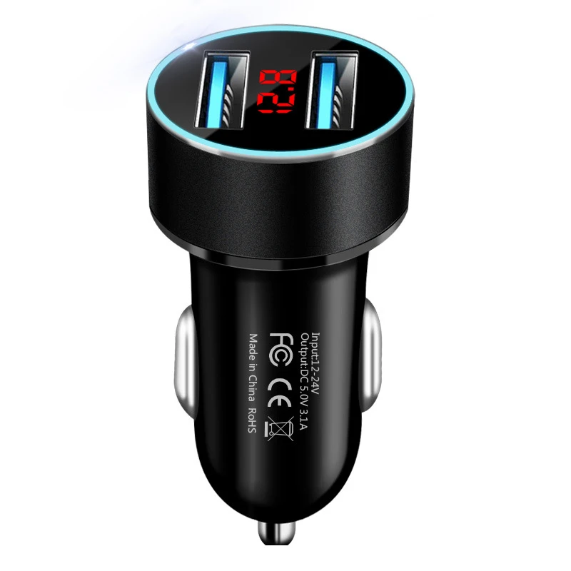 LED-Anzeige Voltmeter 3,1 A Dual USB Telefon Ladegerät Auto Zigarettenanzünder Netzteil Steckdose Splitter für 12-24 V Autos