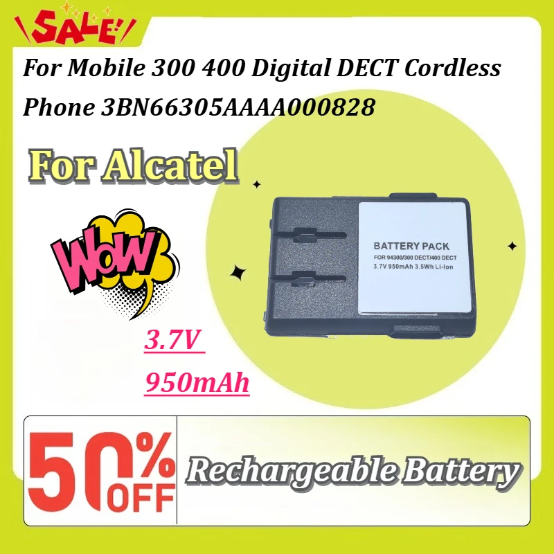 

3.7V 950mAh Rechargeable Li-ion Battery for Alcatel Mobile 300 400 Digital DECT Cordless Phone 3BN66305AAAA000828