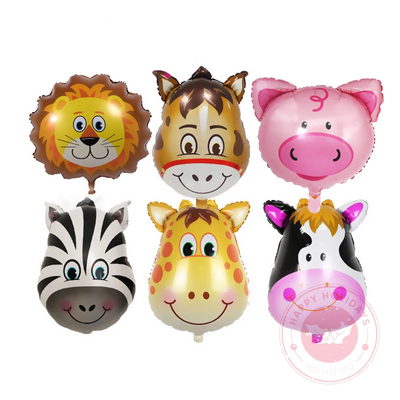 1/5/10pcs Mini Animal Head Foil Balloons Inflatable Air Balloon Happy Birthday Party Decorations Kids Baby Shower Party Supplies