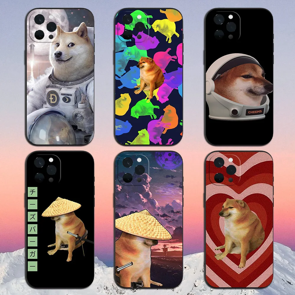 Anima Cute Funny Cheems Dog Phone Case for iPhone 11 12 13 14 15 16 Max Pro Plus Soft Shell