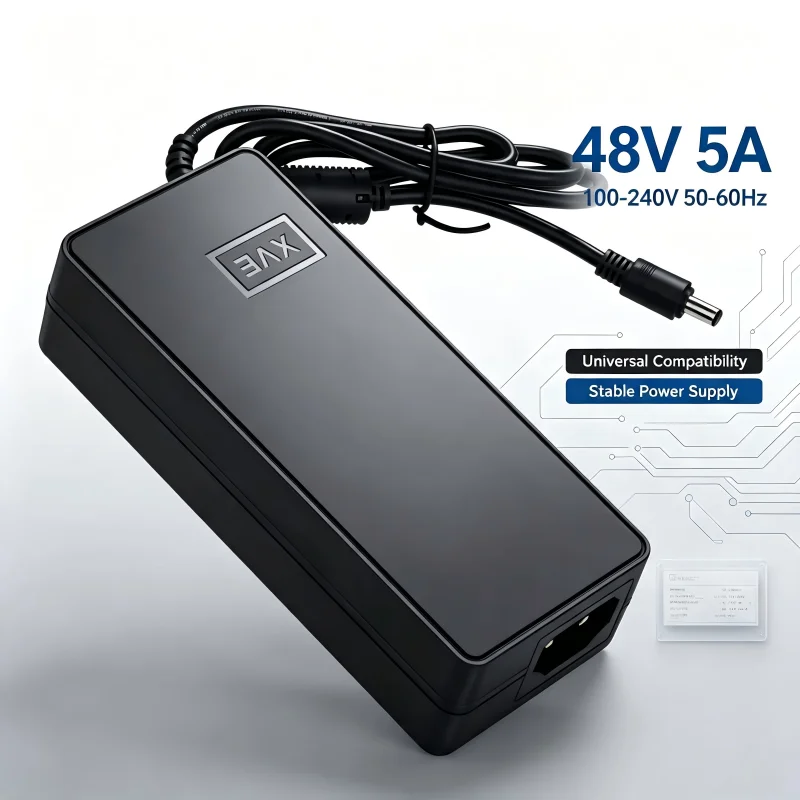 48V 5A GaN Power Adapter 48V 5A Switch Power Supply Plug For AIYIMA TPA3255 TAS5630 Sound AMP EU AU UK AC100-240V