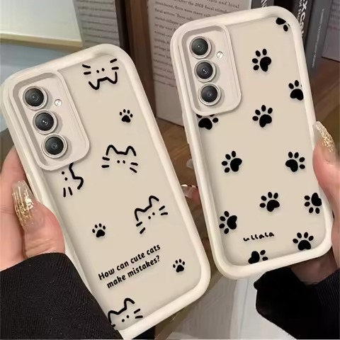Cute Line Cat Dog Claw Case for Samsung Galaxy A35 A55 A15 A25 A16 A06 A05 A05S A24 A13 A23 A12 A22 A32 A52 A71 A51 4G Cover