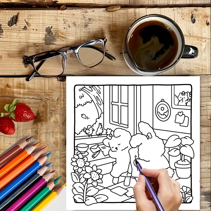28 صفحة كتاب تلوين الربيع للبالغين | كتاب التلوين، لوازم الرسم لعيد الميلاد وعيد الشكر #3