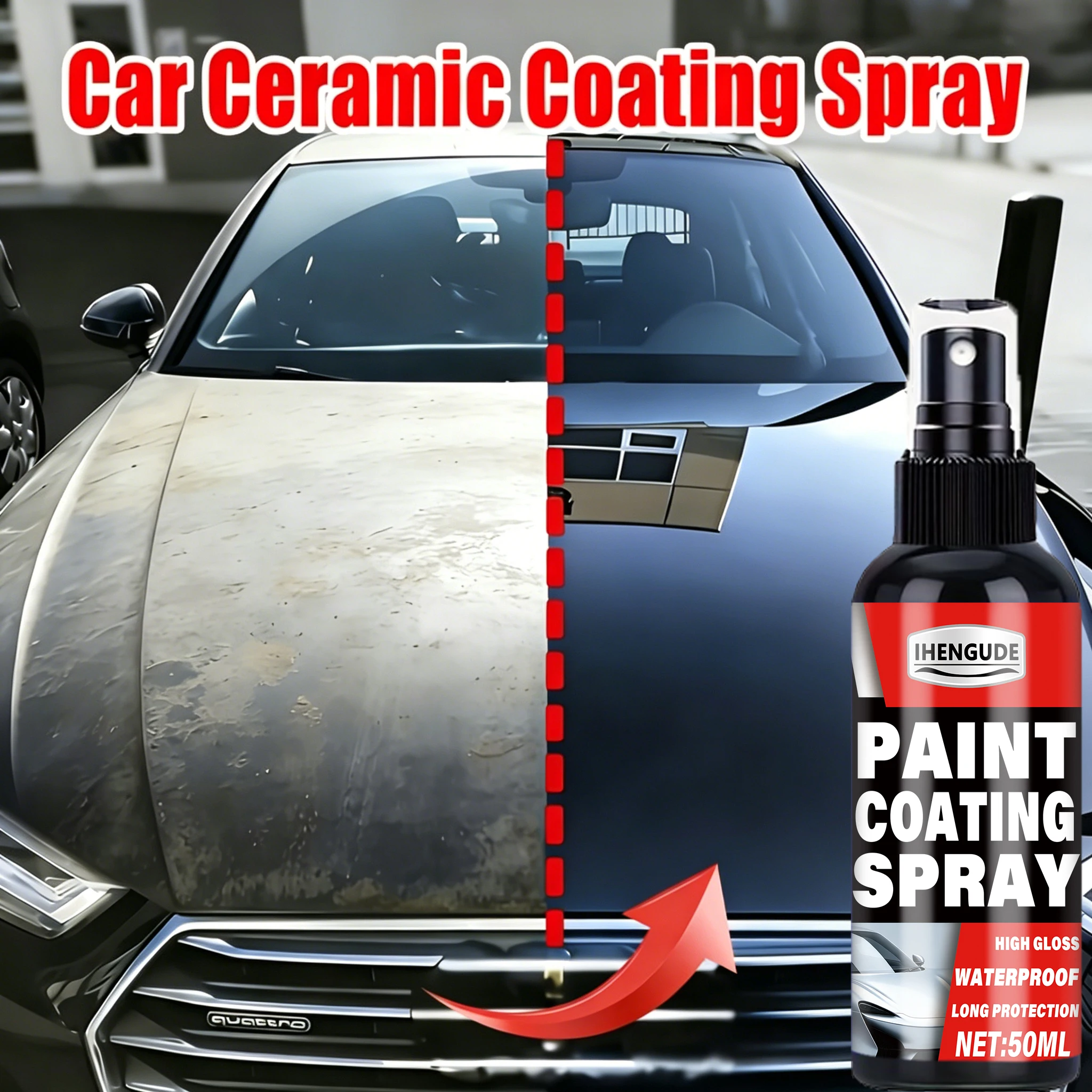 Car Paint Crystal Coating Spray - Car Crystal Coating Spray, Paint Shine Enhancer, Forms a Film with One Spray, Quickly Enhances Gloss, Instantly Restores the Mirror-Like Effect of Car Paint, High-Gloss Long-Lasting Protective Coating, Effectively Prevents Dirt, Dust, and Oxidation, Delays the Aging of Car Paint, Easy to Use, Does Not Damage Surfaces, Suitable for Multiple Areas Such as Car Paint, Glass, Wheel Rims, Rearview Mirrors, Metal Parts, Ceramic Coating Spray, Hydrophobic Coating Spray