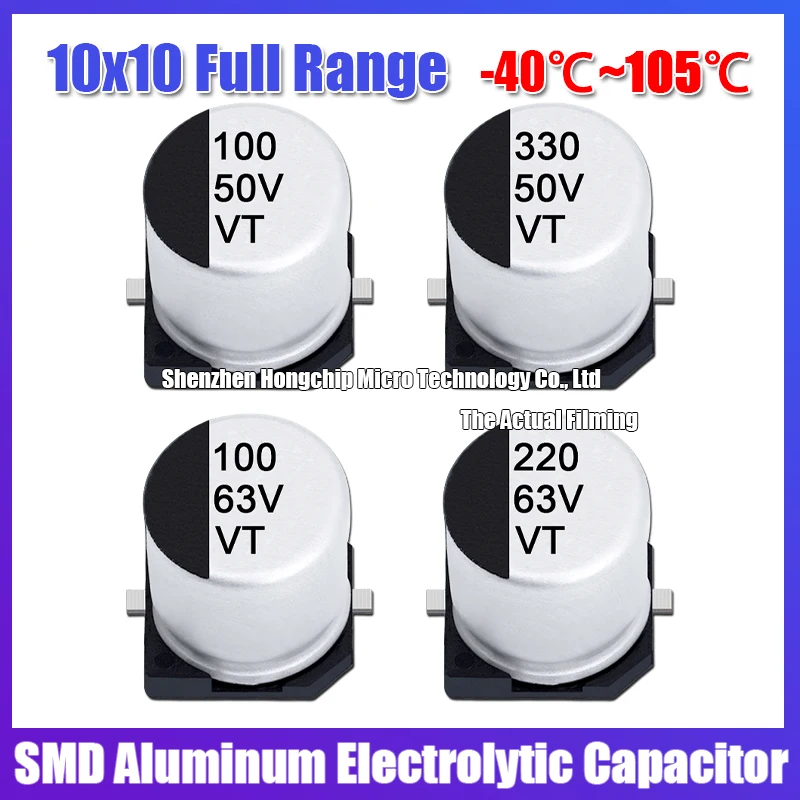 (10PCS) 35V 100UF 10X10 SMD Aluminum Electrolytic Capacitor SMD-2 35v100uf 10*10mm Capacitor -40℃~105℃ ±20%