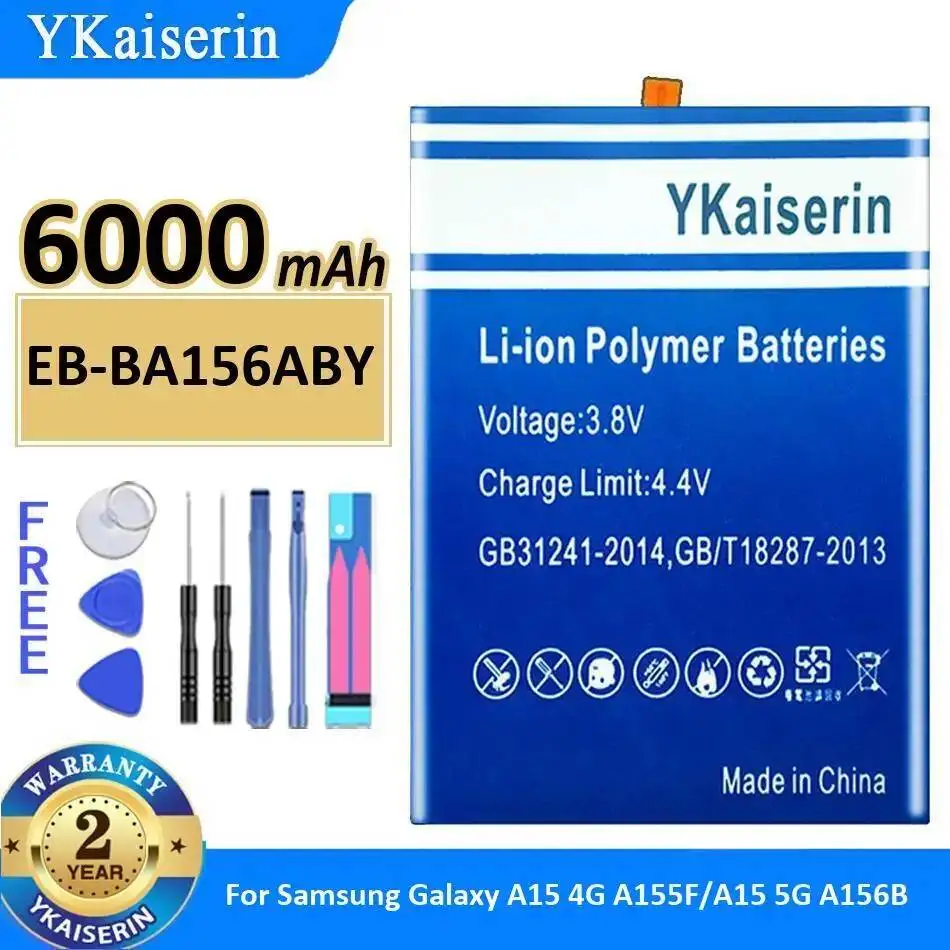 

Высокоэффективная батарея 6000 мАч EB-BA156ABY для мобильного телефона Samsung Galaxy A15 4G A155F A15 5G A156B