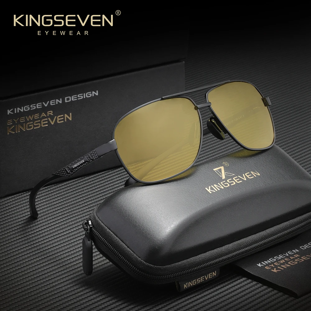 KINGSEVEN Alloy Male Sunglasses Anti-Glare Large Frame Glasses Men Women UV400 Polarized Protective Glasses Driving Eyewear